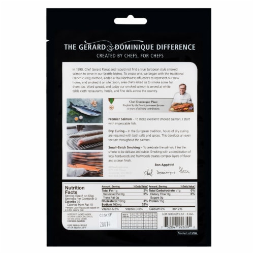 Gerard & Dominque Wild Sockeye Smoked Salmon Perspective: back