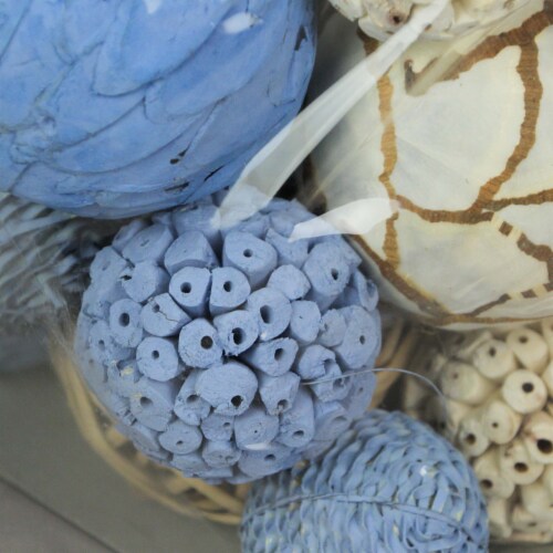 Bag of Natural Dried Blue Floral Balls Home Decor Decorative Orbs Vase Filler - Blue Perspective: back