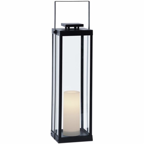 Real Flame La Sal 22  Lantern with Flameless Candle in Black Perspective: back