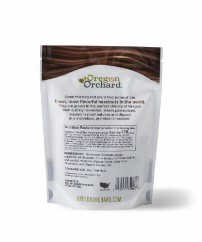 Oregon Orchard® Pinot Noir Chocolate Covered Hazelnuts Perspective: back