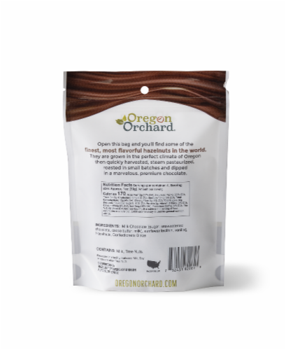 Oregon Orchard® Milk Chocolate Covered Hazelnuts Perspective: back