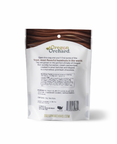 Oregon Orchard® Skinny Milk Chocolate Covered Hazelnuts Perspective: back