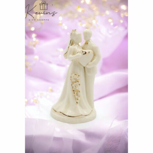 Ceramic Wedding & Anniversary Couple Cake Topper, Wedding Décor, Wedding Gift, Wedding Favor, Perspective: back
