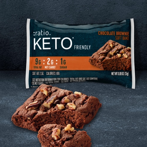 :ratio KETO Friendly Soft Baked Bars Chocolate Brownie Keto Snacks (Pack of 2) Perspective: back