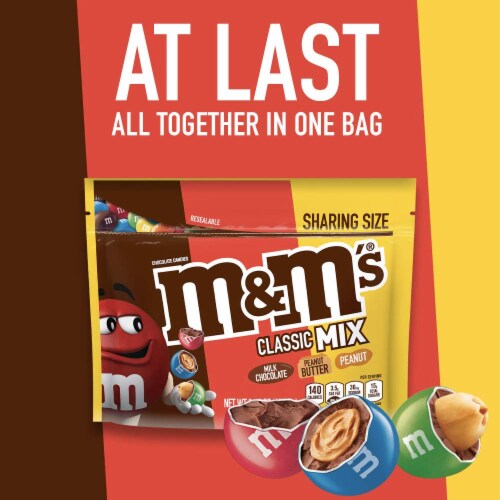 M&M S Classic Mix Chocolate Candy Sharing Size (Pack of 6) Perspective: back