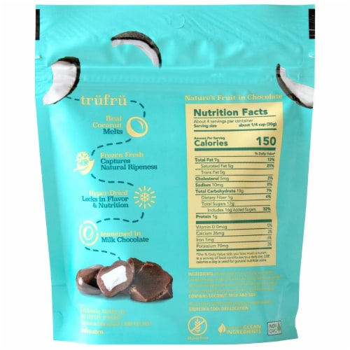 Tru Fru Real Coconut Melts Hyper-Dried Fresh in Milk Chocolate, (Pack of 10) Perspective: back