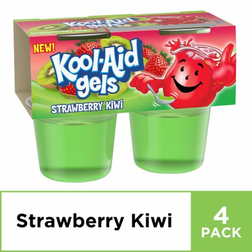 Jell-O Kool-Aid Gels Strawberry Kiwi Ready-to-Eat Gelatin Snacks (Pack of 4) Perspective: back