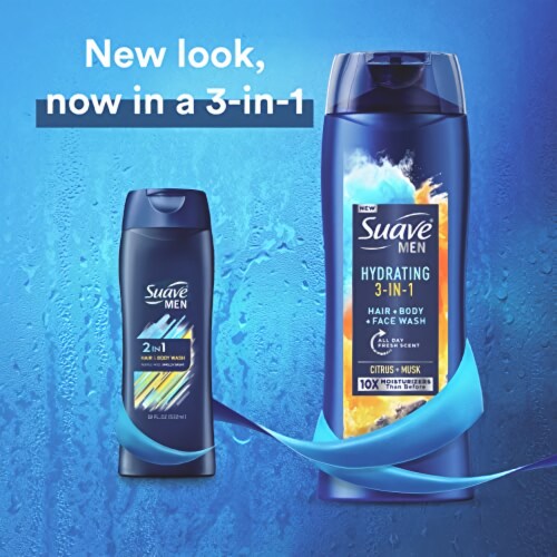 Suave Men 3 in 1 Body Wash - 18.0 fl oz (Pack of 8) Perspective: back