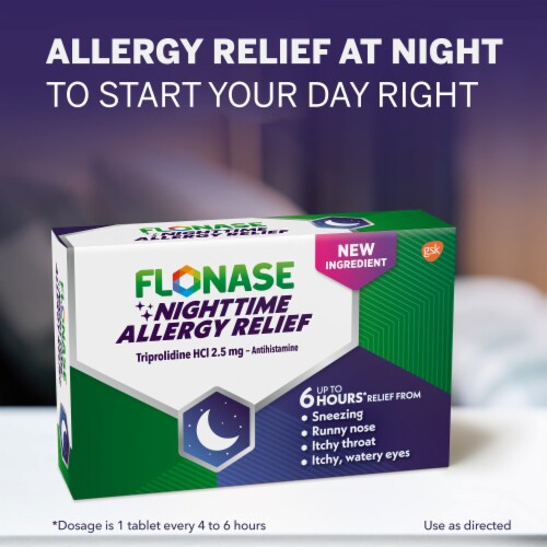 Flonase Night Time Triprolidine Allergy Relief Tablets (Pack of 24) Perspective: back