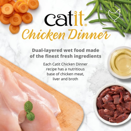 Catit Dinner Chicken W/Beef & Pupmkin Cat Wet Food, 2.8-oz Can (Pack of 2) Perspective: back