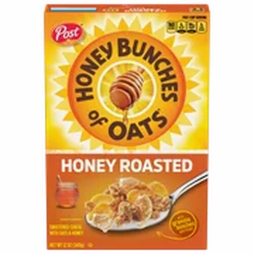 Post Honey Bunches of Oats Honey Roasted Breakfast Cereal 12 oz Box (Pack of 18) Perspective: back
