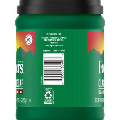 Folgers Decaf Ground Coffee, Medium Roast, 9.6 Oz. (Pack of 6) Perspective: back