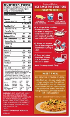 Rice-A-Roni Spanish Rice Mix 6.8 oz (Pack of 36) Perspective: back