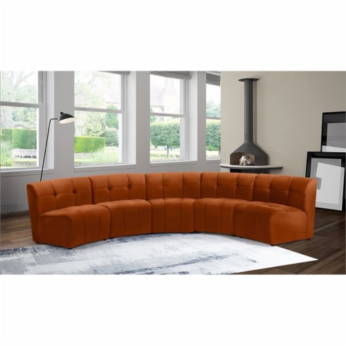 Meridian Furniture Limitless Cognac Velvet Modular 5 Piece Sectional Perspective: back