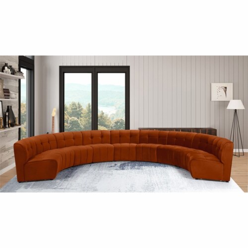 Meridian Furniture Limitless Cognac Velvet Modular 9 Piece Sectional Perspective: back