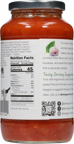 Dave's Roasted Garlic & Sweet Basil Sauce Perspective: back