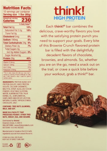 think! Brownie Crunch High Protein Bars Perspective: back