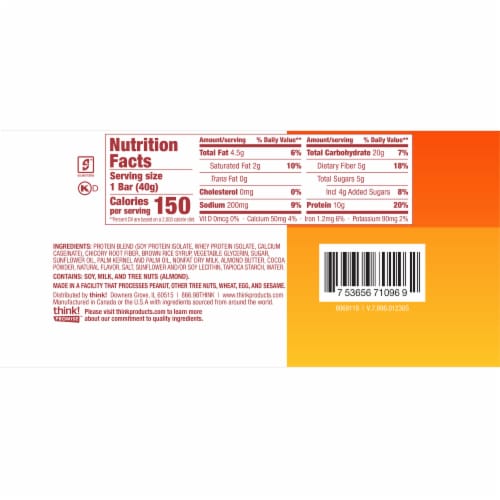 think!® Salted Caramel Protein+ Bar Perspective: back