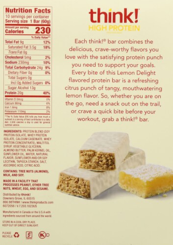 think!® High Protein Lemon Delight Bars Perspective: back