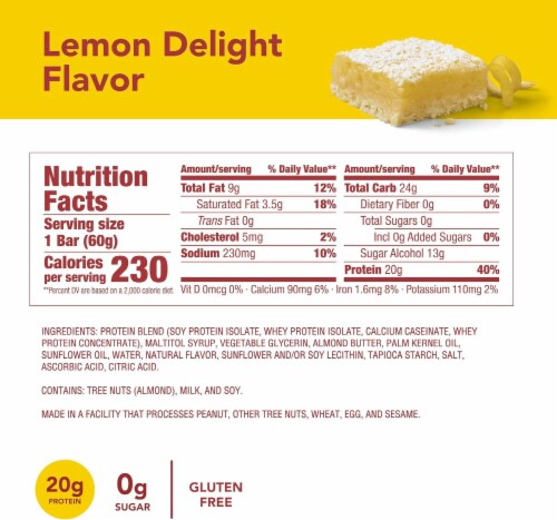 thinkThin® Lemon Delight High Protein Bars Perspective: back