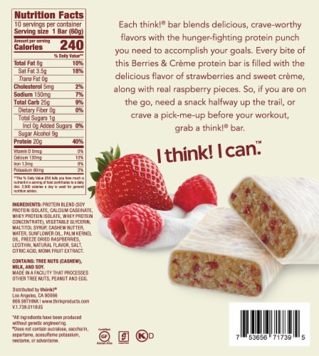 think!® Berries & Creme High Protein Bars Perspective: back