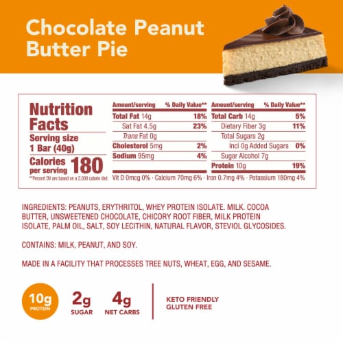 think! Delight Chocolate Peanut Butter Pie Protein Bar Perspective: back