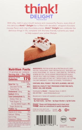 think!® Keto Chocolate Mousse Pie Protein Bar Perspective: back