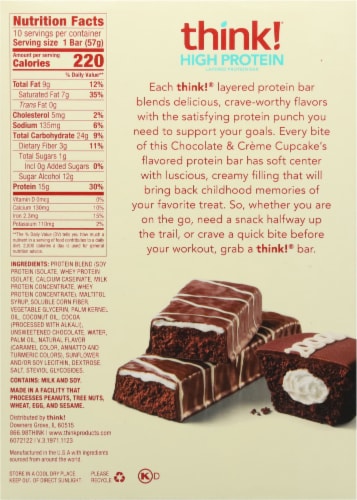 think!® Chocolate & Creme Cupcake Layered Protein Bars Perspective: back
