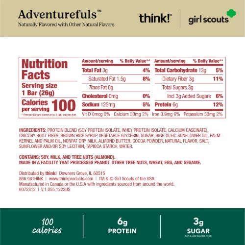 think! Minis Girl Scouts Adventurefuls Protein Bars Perspective: back