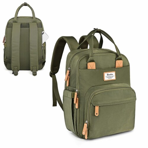 RUVALINO Large Diaper Bag BackpackArmy Green Perspective: back