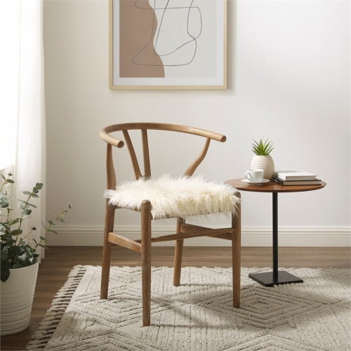 Linon Layla Wishbone Wood Chair in Brown Perspective: back