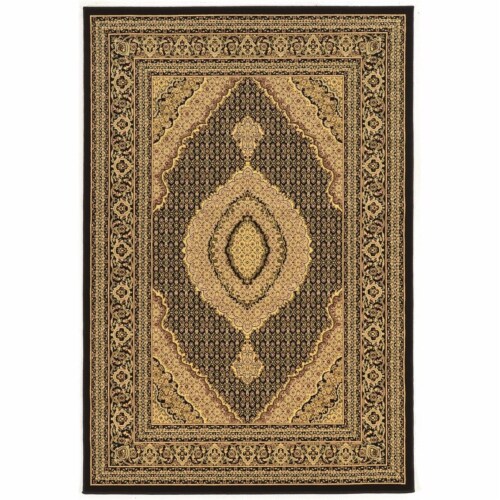 Linon McKinley Mahi Tabriz Power Loomed Polypropylene 5' X 7'6  Rug in Black Perspective: back