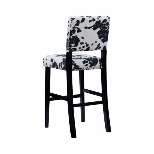 Linon Corey 30  Wood Cow Print Bar Stool in Black Perspective: back