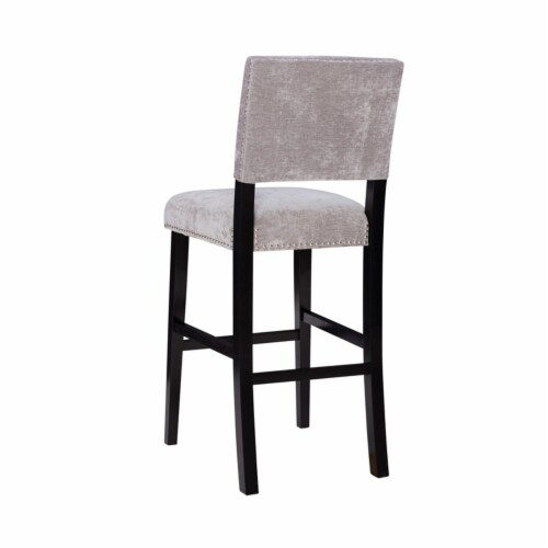 Linon Corey 30  Wood Upholstered Bar Stool in Gray Perspective: back