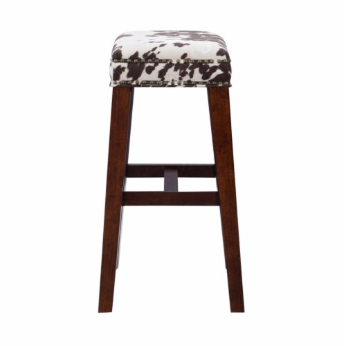 Linon Walt 30.5 Wood Cow Print Bar Stool in Brown Perspective: back