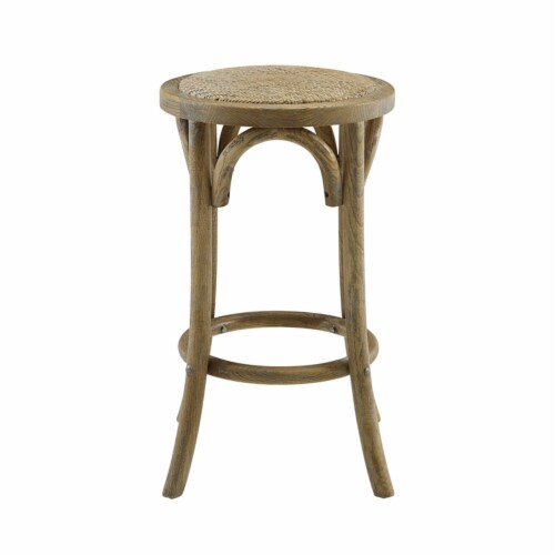 Linon Billy 24 Rattan Wood Backless Counter Stool in Brown 1