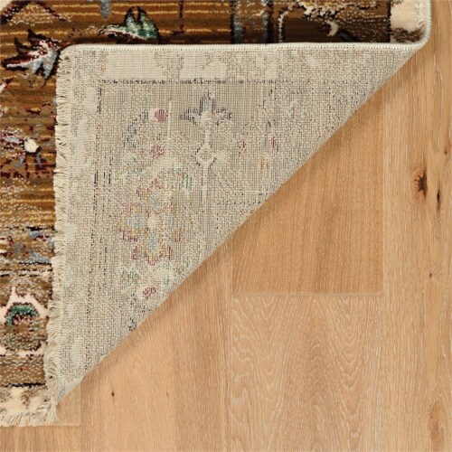 Linon Emporium Heirloom Power Loomed Polypropylene 5'x8' Rug in Ivory Perspective: back