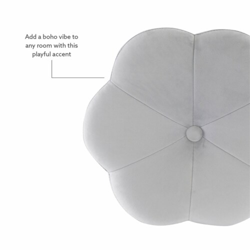 Linon Siena Metal Upholstered Accent Vanity Stool in Gray Perspective: back