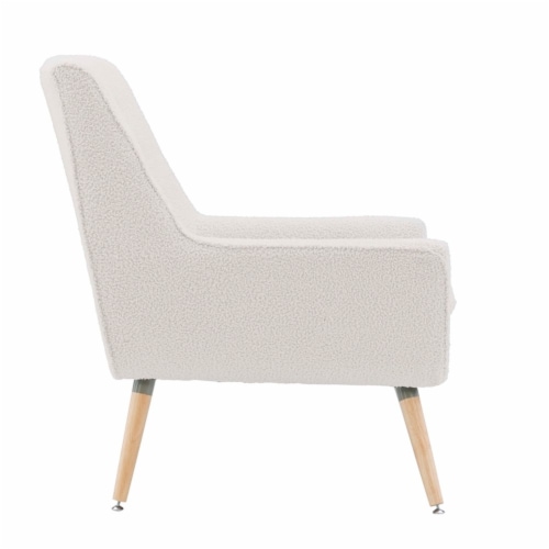 Linon Trelis Wood Upholstered Sherpa Accent Chair in Natural Perspective: back