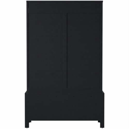 Linon Anna Wood Entryway Wide Hall Tree in Black Perspective: back