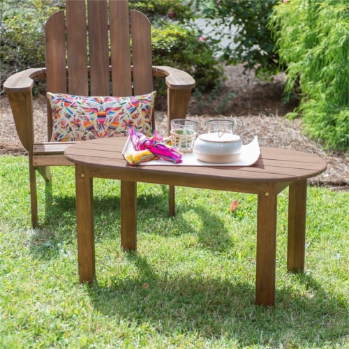 Adirondack Patio Coffee Table in Teak - Linon Perspective: back