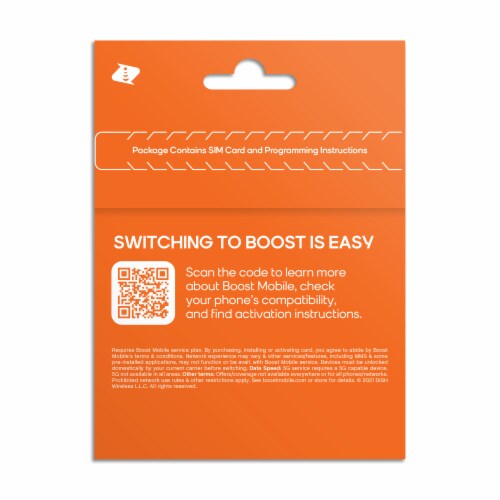 Boost Mobile Preloaded SIM Card (5GB) Data 3 Month Perspective: back