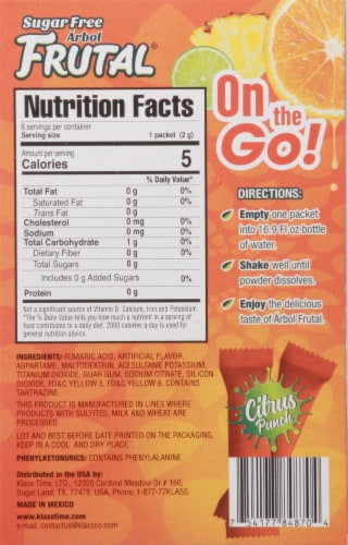 Klass Arbol Frutal® Sugar Free Citrus Punch Drink Packets Perspective: back