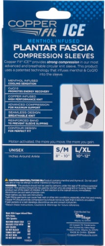 Copper Fit® Ice Menthol Infused Plantar Fascia Ankle Compression Sleeves,  S/M - QFC