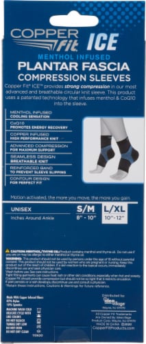 Copper Fit® Ice Menthol Infused Plantar Fascia Ankle Compression Sleeves Perspective: back