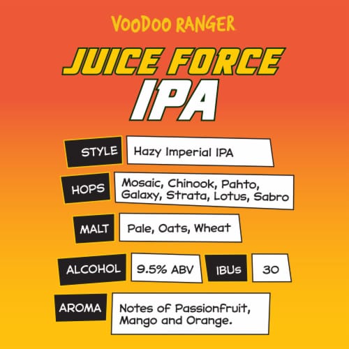 New Belgium Voodoo Ranger Juice Force Hazy Imperial IPA Craft Beer Single Can Perspective: back