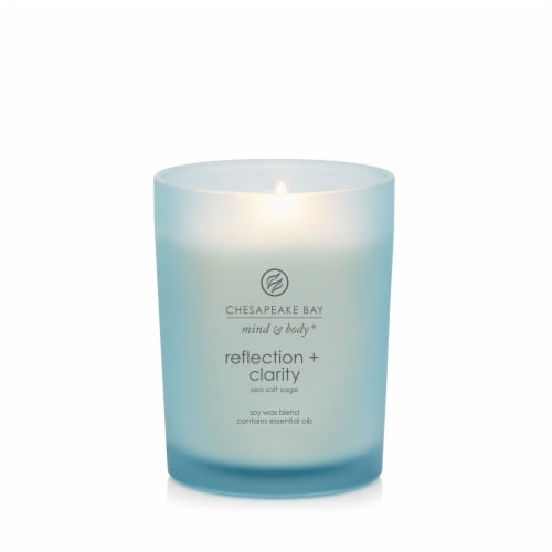 Chesapeake Bay Candle Mind and Body® Reflection and Clarity Jar Candle - Frosted Blue Perspective: back