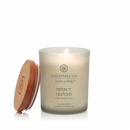 Chesapeake Bay Candle Relax + Restore Sage Peppermint Candle Perspective: back