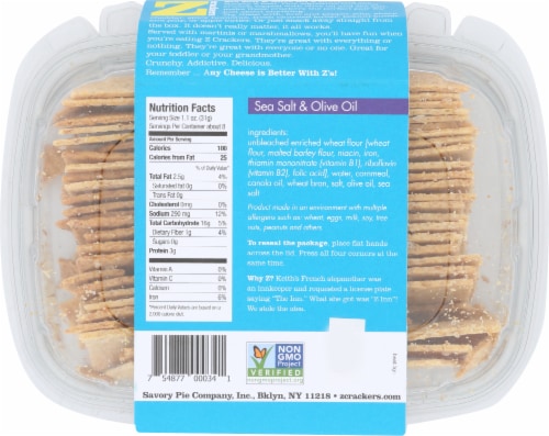 Z Crackers Sea Salt & Olive Oil Perspective: back