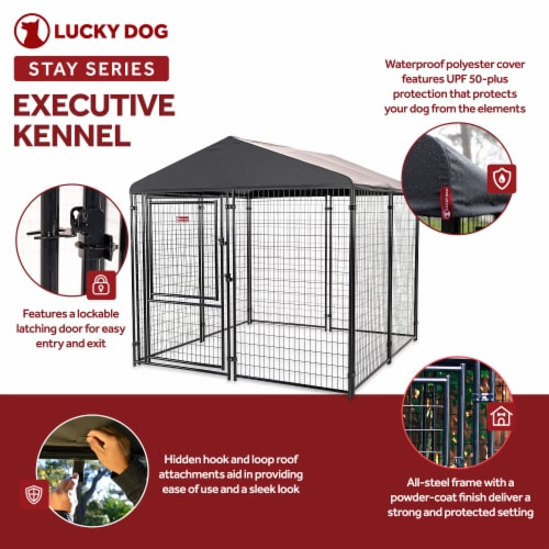 Lucky Dog STAY Series 8 x 8 x 6 Foot Roofed Steel Frame Executive Dog Kennel 1 Piece Kroger